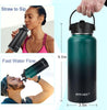 Water Bottle Insulated 32oz 40oz 64oz 128oz Straw Lid Spout Lid & 3 Lids, Leak Proof, Vacuum Insulated,Stainless Steel Water Bottle Wide Mouth for Sports, Gym or Office, BPA-Free Keep Cold 24H Hot 12H